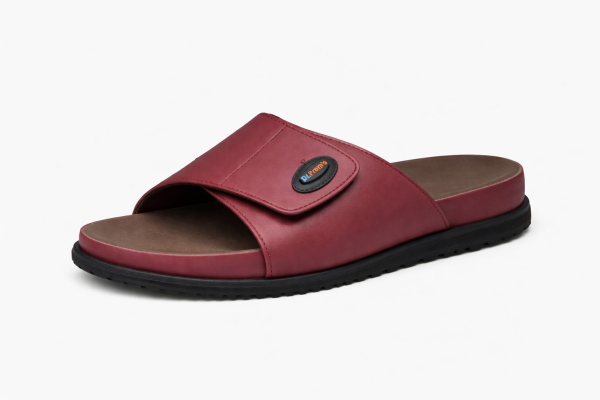 Dr.Prem's Comfort Unisex Slide Slippers with Single Strap in Burgundy