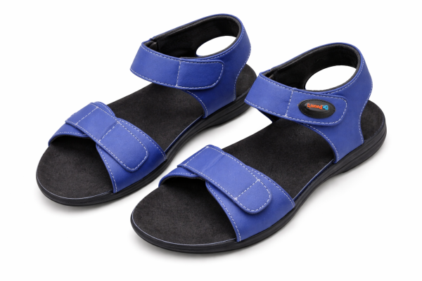 Dr.Prem's Men Adjustable Comfort Sandals with Dual Velcro Straps in Blue