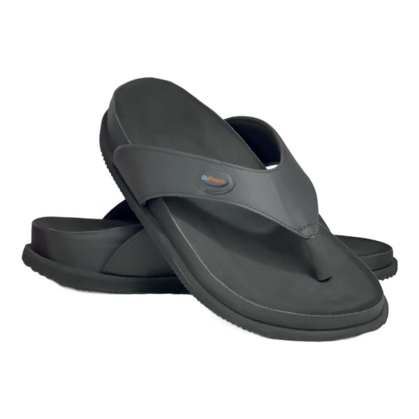 Dr.Prem's Men Orthopedic Toe-Post Sandals in Black