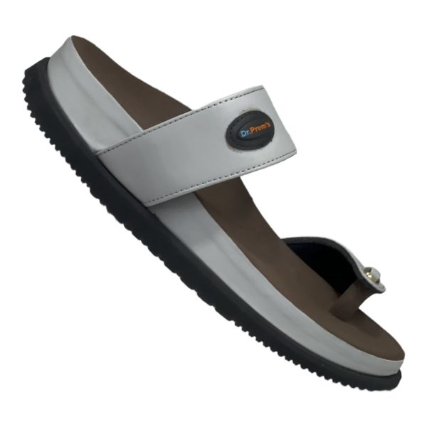 Dr.Prem's Comfort Unisex Dual-Strap Toe-Ring Sandals in Grey & Brown